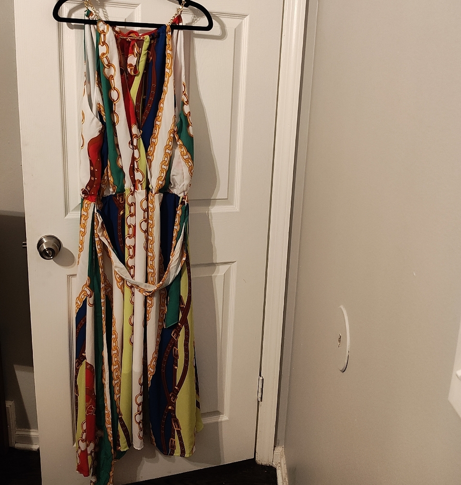 Multicolor Chain Print Maxi Dress